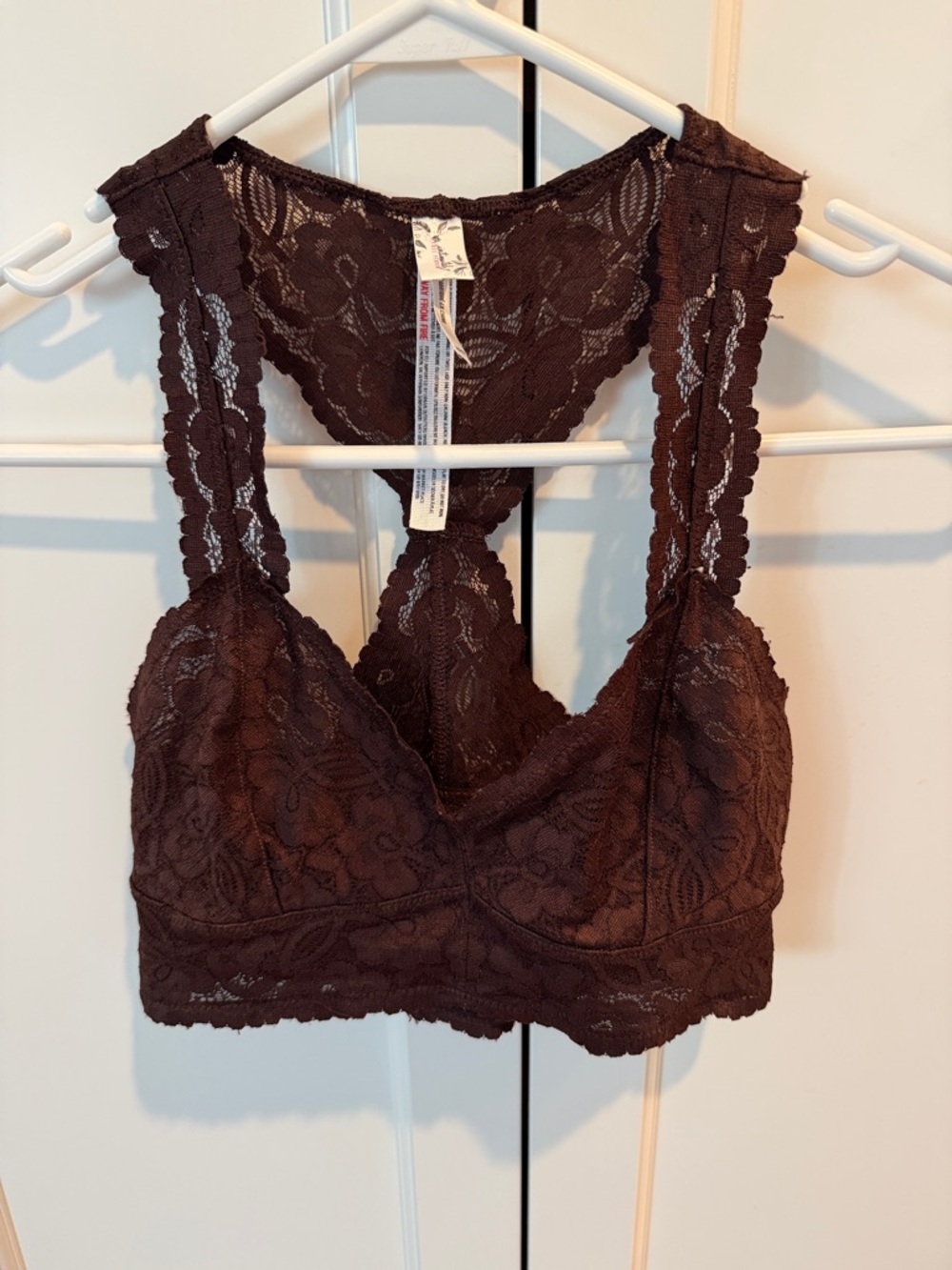 Free People Lace Racerback Bralette in Chocolate Brown - Picture 5 of 5